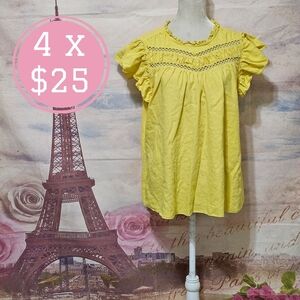 Lane Bryant Yellow Ruffled Blouse
